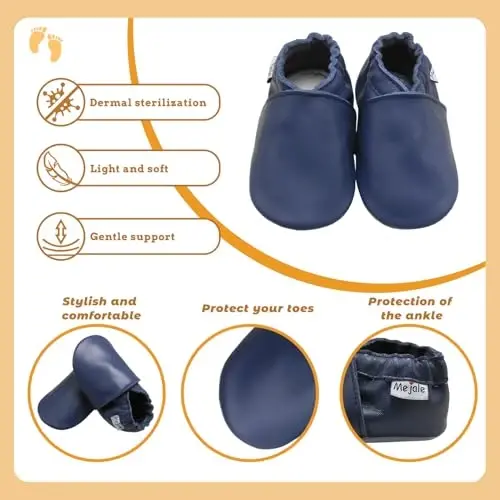 Mejale Baby Leather Shoes Infant Toddler Soft Sole Moccasins Shoes Boys Girls Pre-Walkers - 4