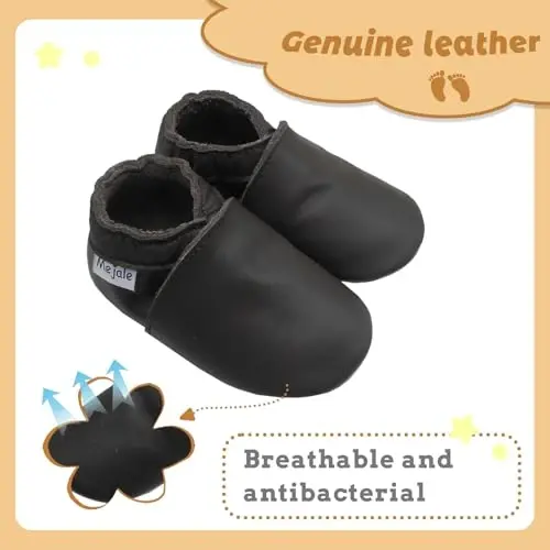 Mejale Baby Leather Shoes Infant Toddler Soft Sole Moccasins Shoes Boys Girls Pre-Walkers - 2