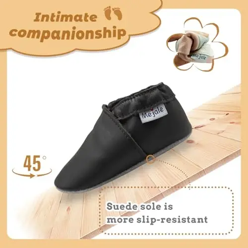 Mejale Baby Leather Shoes Infant Toddler Soft Sole Moccasins Shoes Boys Girls Pre-Walkers - 3
