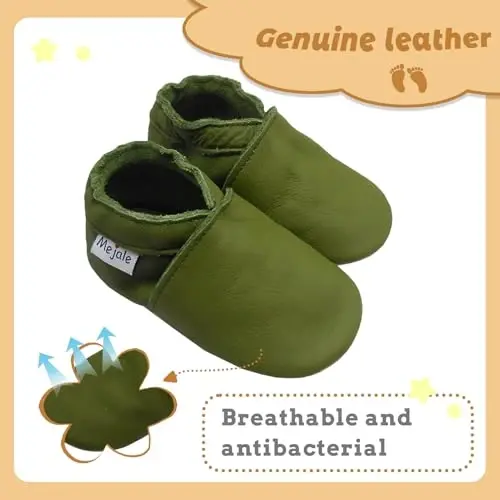 Mejale Baby Leather Shoes Infant Toddler Soft Sole Moccasins Shoes Boys Girls Pre-Walkers - 2
