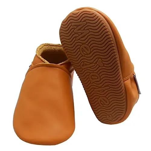 Mejale Baby Rubber Sole Shoes Boy Girl Infant Crawling Toddler Moccasins Leather Walking Anti-Slip Newborn Mini Kids Crib Boots 