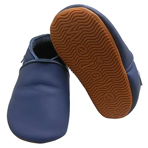 Mejale Baby Rubber Sole Shoes Boy Girl Infant Crawling Toddler Moccasins Leather Walking Anti-Slip Newborn Mini Kids Crib Boots - 1