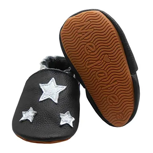 Mejale Baby Rubber Sole Shoes Boy Girl Infant Crawling Toddler Moccasins Leather Walking Anti-Slip Newborn Mini Kids Crib Boots 