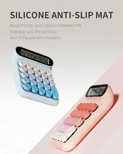 Mechanical Switch Calculator, JS05, Basic 10-Digit Desktop Calculator for Office, School, Home, Business Use (Pink) - 4