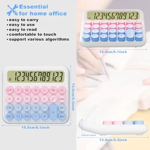 DECKLIT Battery Desk Calculator - 12 Digit Extra Large 5-Inch LCD Display, Big Buttons Easy to Press, 15 Tilt Screen (Green) - 3