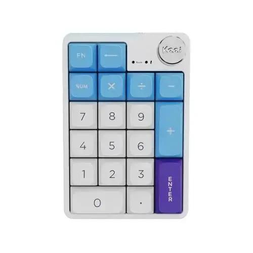 Mechanical Wireless Rechargeable Numeric Keypad, Gasket Bluetooth 5.0/2.4ghz/Wired Hot Swappable19 Keys Numpad, with Poron Foam, Aluminum Alloy Knob(Blue-White) - KZZI