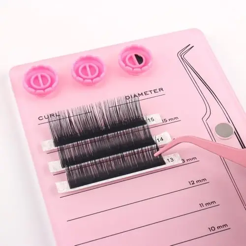 Mekupeu Acrylic Eyelash Extension Pallet Kits, Grafting False Eyelash Organizer Extension Pad Lash Tray,Magnetic Tweezer Holder - Durable Eyelash Extension Storage Organizer. (#4) - 5