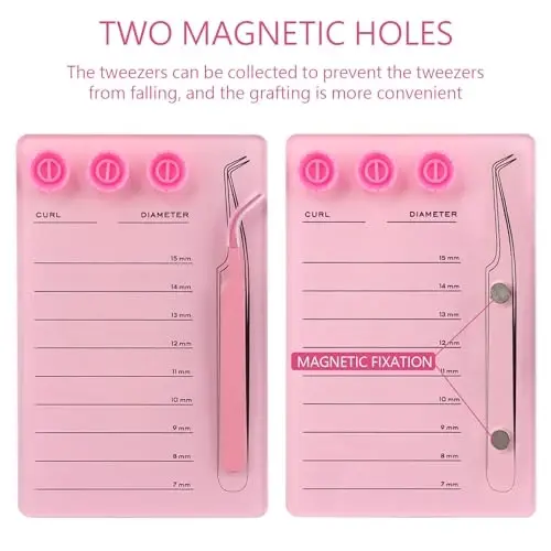 Mekupeu Acrylic Eyelash Extension Pallet Kits, Grafting False Eyelash Organizer Extension Pad Lash Tray,Magnetic Tweezer Holder - Durable Eyelash Extension Storage Organizer. (#4) - 6