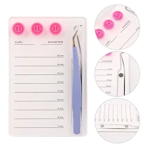 Mekupeu Acrylic Eyelash Extension Pallet Kits, Grafting False Eyelash Organizer Extension Pad Lash Tray,Magnetic Tweezer Holder - Durable Eyelash Extension Storage Organizer (White Sets) - 4