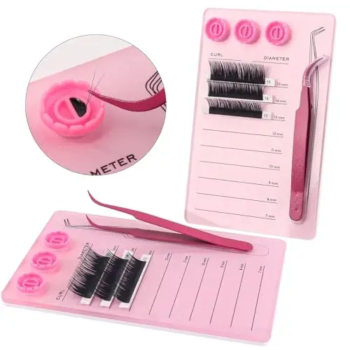 Mekupeu Acrylic Magnetic Tweezer Eyelash Grafting Pallet Kits(#7) | Scale Glue Cups Grafting False Eyelash Organizer Extension Storage Gasket Pads(#7) - 4
