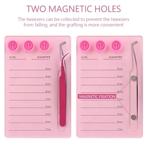 Mekupeu Acrylic Magnetic Tweezer Eyelash Grafting Pallet Kits(#7) | Scale Glue Cups Grafting False Eyelash Organizer Extension Storage Gasket Pads(#7) - 6