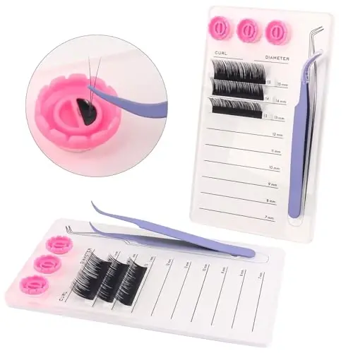 Mekupeu Acrylic Magnetic Tweezer Eyelash Grafting Pallet Kits | Scale Glue Cups Grafting False Eyelash Organizer Extension Storage Gasket Pads (#6) - 4