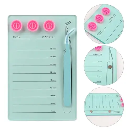 Mekupeu Acrylic Magnetic Tweezer Eyelash Grafting Pallet Kits | Scale Glue Cups Grafting False Eyelash Organizer Extension Storage Gasket Pads(#5) - 3