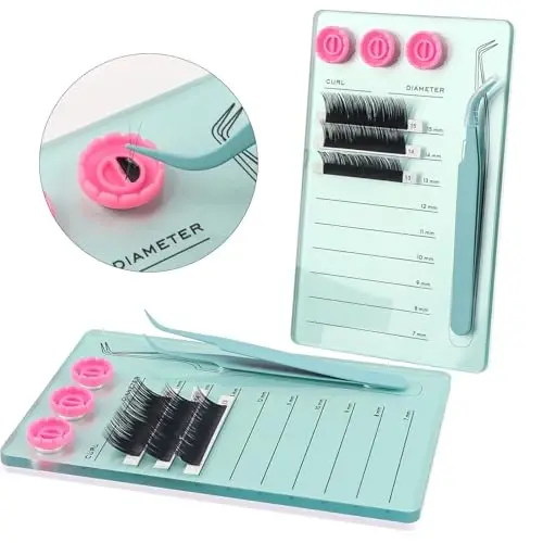 Mekupeu Acrylic Magnetic Tweezer Eyelash Grafting Pallet Kits | Scale Glue Cups Grafting False Eyelash Organizer Extension Storage Gasket Pads(#5) - 4