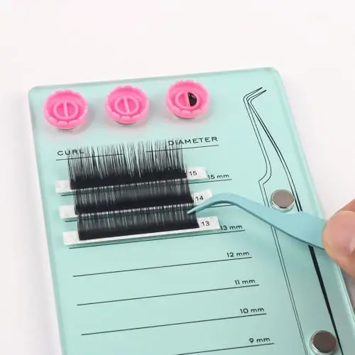 Mekupeu Acrylic Magnetic Tweezer Eyelash Grafting Pallet Kits | Scale Glue Cups Grafting False Eyelash Organizer Extension Storage Gasket Pads(#5) - 5