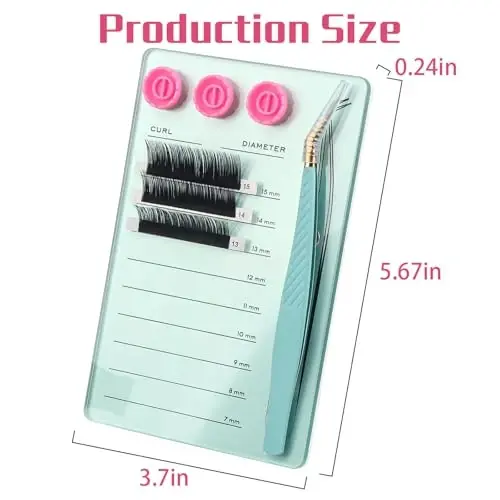 Mekupeu Acrylic Eyelash Extension Pallet Kits, Grafting False Eyelash Organizer Extension Pad Lash Tray,Magnetic Tweezer Holder - Durable Eyelash Extension Storage Organizer(Green sets) - MEKUPEU (1)