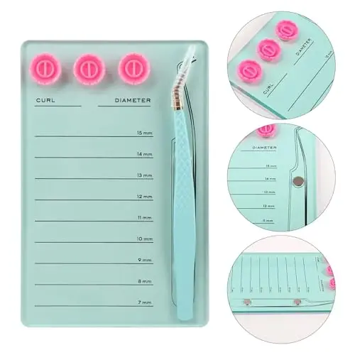 Mekupeu Acrylic Eyelash Extension Pallet Kits, Grafting False Eyelash Organizer Extension Pad Lash Tray,Magnetic Tweezer Holder - Durable Eyelash Extension Storage Organizer(Green sets) - 3