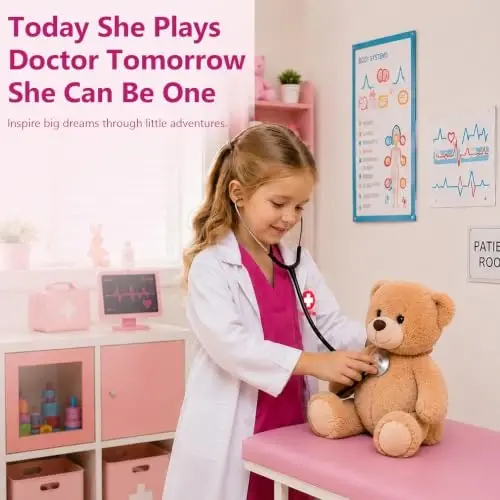 Meland Doctor Costume for Kids 3-10, Kids Pretend Play Doctor Dress Up with Medical Toys, Career Exploration Role Play Toy - MELAND (1)