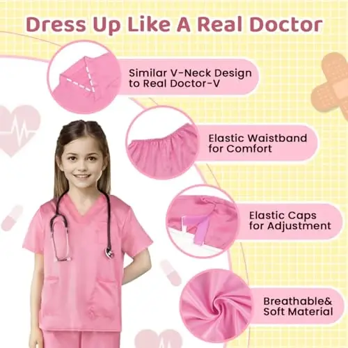 Meland Doctor Costume for Kids 3-10, Kids Pretend Play Doctor Dress Up with Medical Toys, Career Exploration Role Play Toy - MELAND (1)