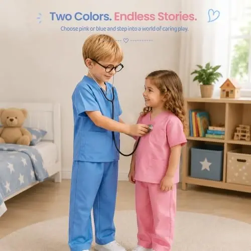 Meland Doctor Costume for Kids 3-10, Pretend Play Career Dress Up with Bag | Career exploration gift for boys girls Halloween, birthday, every day dress up, confortable for active kids - 3