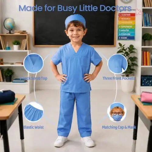 Meland Doctor Costume for Kids 3-10, Pretend Play Career Dress Up with Bag | Career exploration gift for boys girls Halloween, birthday, every day dress up, confortable for active kids - 6