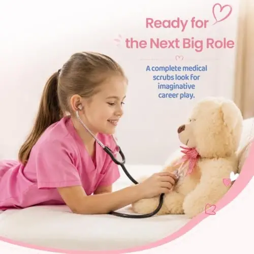 Meland Doctor Costume for Kids 3-10, Pretend Play Career Dress Up with Bag | Career exploration gift for boys girls Halloween, birthday, every day dress up, confortable for active kids - MELAND (1)