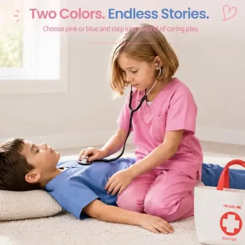Meland Doctor Costume for Kids 3-10, Pretend Play Career Dress Up with Bag | Career exploration gift for boys girls Halloween, birthday, every day dress up, confortable for active kids - 3