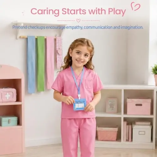 Meland Doctor Costume for Kids 3-10, Pretend Play Career Dress Up with Bag | Career exploration gift for boys girls Halloween, birthday, every day dress up, confortable for active kids - 5