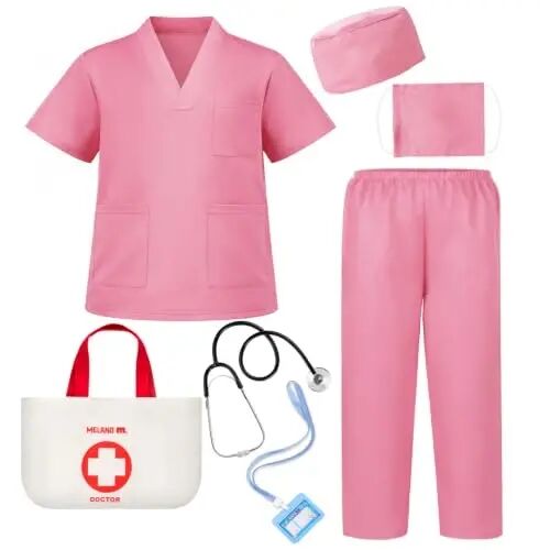 Meland Doctor Costume for Kids 3-10, Pretend Play Career Dress Up with Bag | Career exploration gift for boys girls Halloween, birthday, every day dress up, confortable for active kids - 1