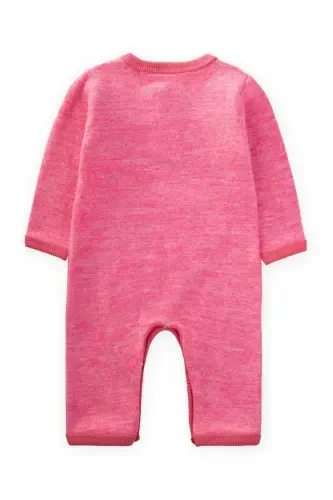 Melange Kangaroo Pocket Jumpsuit 0-3 Years Pink Melange-PINK MELANGE - CIGIT (1)