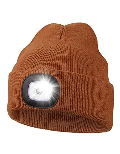 MELASA Chiroqchali Uniseks Bosh kiyimi, USB orqali quvvatlanadigan Qo'lsiz Bosh chirog'i LED Shapka, Erkaklar, Dadam, Ota, Turmush o'rtoq uchun Qishki Sovg'alar - 1