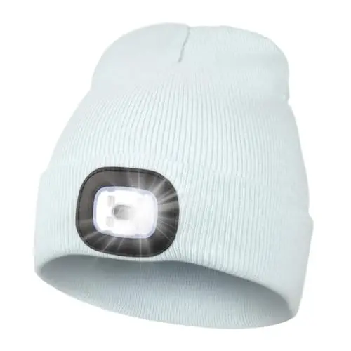 MELASA Unisex Hat with Light, USB Rechargeable Hands Free Headlamp LED Beanie, Winter Gifts for Men Dad Father Husband Him - MELASA
