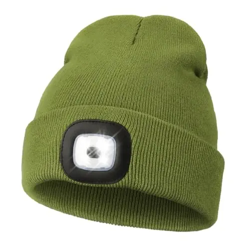 MELASA Unisex Beanie with The Light Hands Free Winter Beanie Gifts for Men | USB Rechargeable Warm Hat with Light, Soft LED Beanie for Walking the Dog Working Outdoors in Dark, Gifts for Men Dad Father - 1