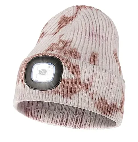 MELASA Unisex Beanie with The Light Hands Free Winter Beanie Gifts for Men | USB Rechargeable Warm Hat with Light, Soft LED Beanie for Walking the Dog Working Outdoors in Dark, Gifts for Men Dad Father 