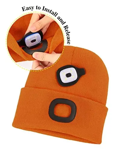 MELASA Unisex Beanie with The Light Hands Free Winter Beanie Gifts for Men | USB Rechargeable Warm Hat with Light, Soft LED Beanie for Walking the Dog Working Outdoors in Dark, Gifts for Men Dad Father - 4