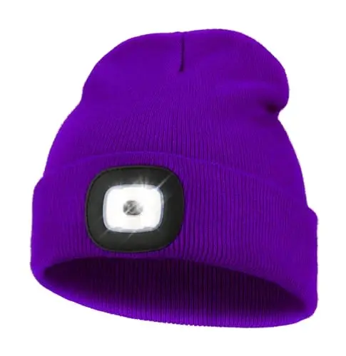 MELASA Unisex Beanie with The Light Hands Free Winter Beanie Gifts for Men | USB Rechargeable Warm Hat with Light, Soft LED Beanie for Walking the Dog Working Outdoors in Dark, Gifts for Men Dad Father - 1