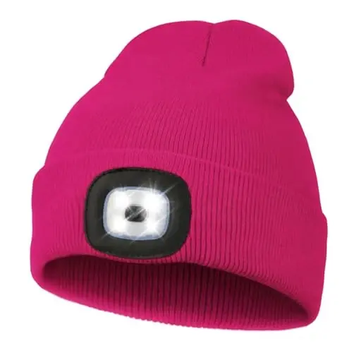 MELASA Unisex Beanie with The Light Hands Free Winter Beanie Gifts for Men | USB Rechargeable Warm Hat with Light, Soft LED Beanie for Walking the Dog Working Outdoors in Dark, Gifts for Men Dad Father - 1