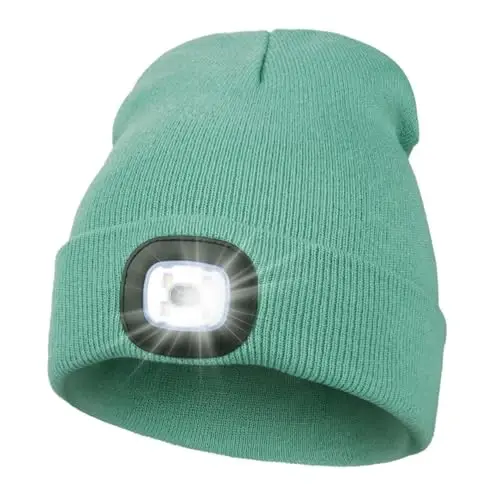 MELASA Unisex Beanie with The Light Hands Free Winter Beanie Gifts for Men | USB Rechargeable Warm Hat with Light, Soft LED Beanie for Walking the Dog Working Outdoors in Dark, Gifts for Men Dad Father 