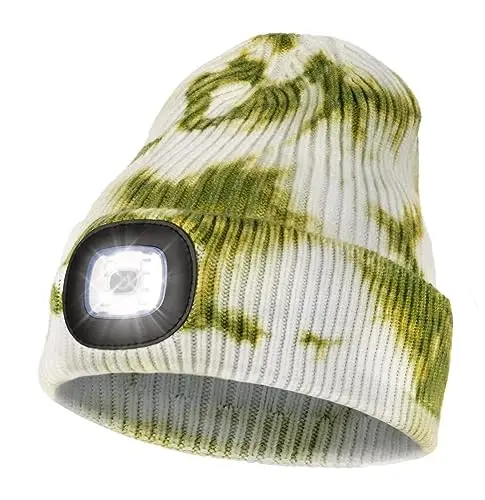 MELASA Unisex Beanie with The Light Hands Free Winter Beanie Gifts for Men | USB Rechargeable Warm Hat with Light, Soft LED Beanie for Walking the Dog Working Outdoors in Dark, Gifts for Men Dad Father 