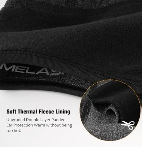 MELASA Winter Helmet Liner Skull Cap, Fleece Lined Warm Cycling Cap with Glasses Holes, Thermal Hat Beanie for Men Women - 2