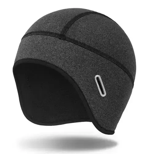 MELASA Winter Helmet Liner Skull Cap, Fleece Lined Warm Cycling Cap with Glasses Holes, Thermal Hat Beanie for Men Women 