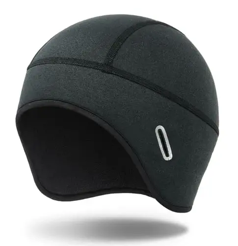 MELASA Winter Helmet Liner Skull Cap, Fleece Lined Warm Cycling Cap with Glasses Holes, Thermal Hat Beanie for Men Women 
