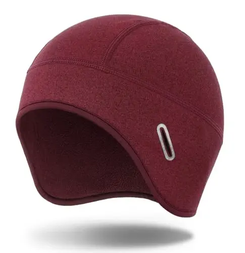 MELASA Winter Helmet Liner Skull Cap, Fleece Lined Warm Cycling Cap with Glasses Holes, Thermal Hat Beanie for Men Women 