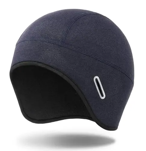 MELASA Winter Helmet Liner Skull Cap, Fleece Lined Warm Cycling Cap with Glasses Holes, Thermal Hat Beanie for Men Women 