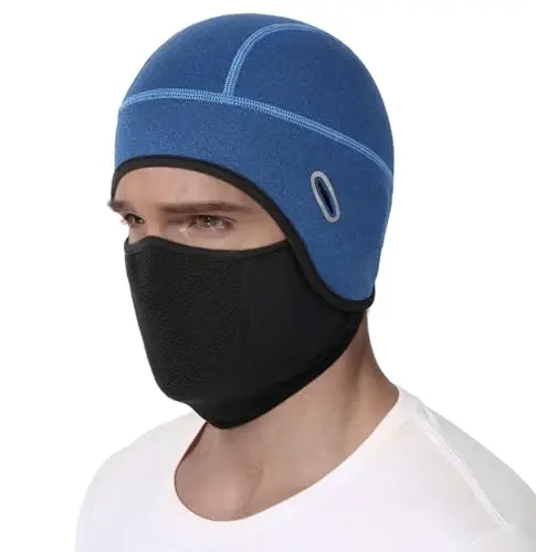MELASA Thermal Skull Cap Helmet Liner Hat with Face Cover, Balaclava Face Mask with Glasses Holes for Cycling Motorcycle - 1