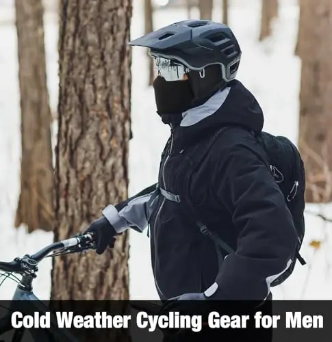 MELASA Thermal Skull Cap Helmet Liner Hat with Face Cover, Balaclava Face Mask with Glasses Holes for Cycling Motorcycle - 6