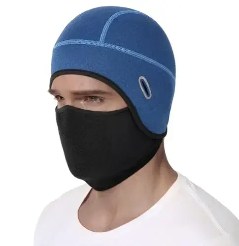MELASA Thermal Skull Cap Helmet Liner Hat with Face Cover, Balaclava Face Mask with Glasses Holes for Cycling Motorcycle - MELASA