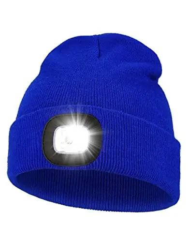 MELASA Unisex Beanie with The Light Hands Free Winter Beanie Gifts for Men | USB Rechargeable Warm Hat with Light, Soft LED Beanie for Walking the Dog Working Outdoors in Dark, Gifts for Men Dad Father - 1