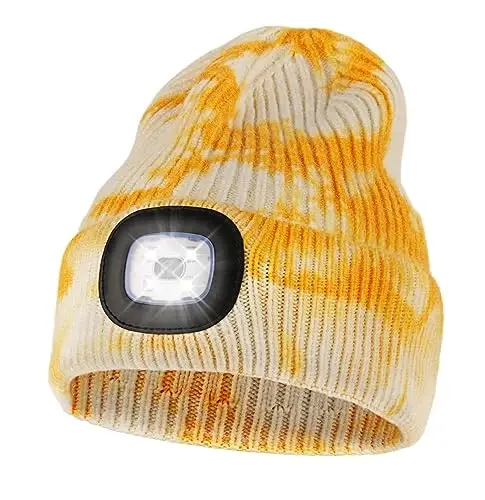 MELASA Unisex Beanie with The Light Hands Free Winter Beanie Gifts for Men | USB Rechargeable Warm Hat with Light, Soft LED Beanie for Walking the Dog Working Outdoors in Dark, Gifts for Men Dad Father - 1