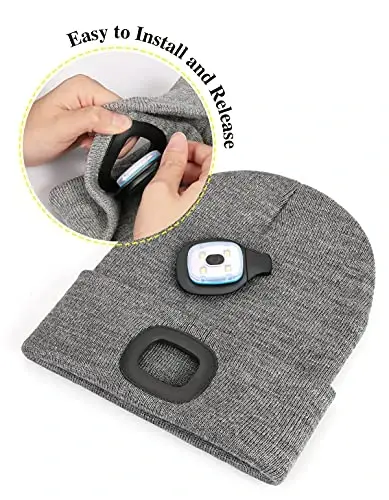 MELASA Unisex bosh kiyim, yorug'likli, USB bilan zaryadlanuvchi qo'lsiz bosh chiroqli LED shapka, erkaklar, ota, er uchun qishki sovg'alar - 4
